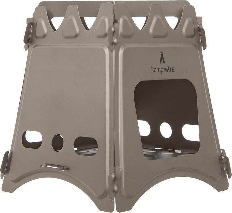 kampMATE Portable Camping Stove Wood, Wood Stove Camping, Outdoor Compact Campfire, Survival Cooking Gear, Backpacking Stoves, Emergency Backpack Stoves, Hiking Burner, Foldable with Nylon Case (Titanium) - Image 1